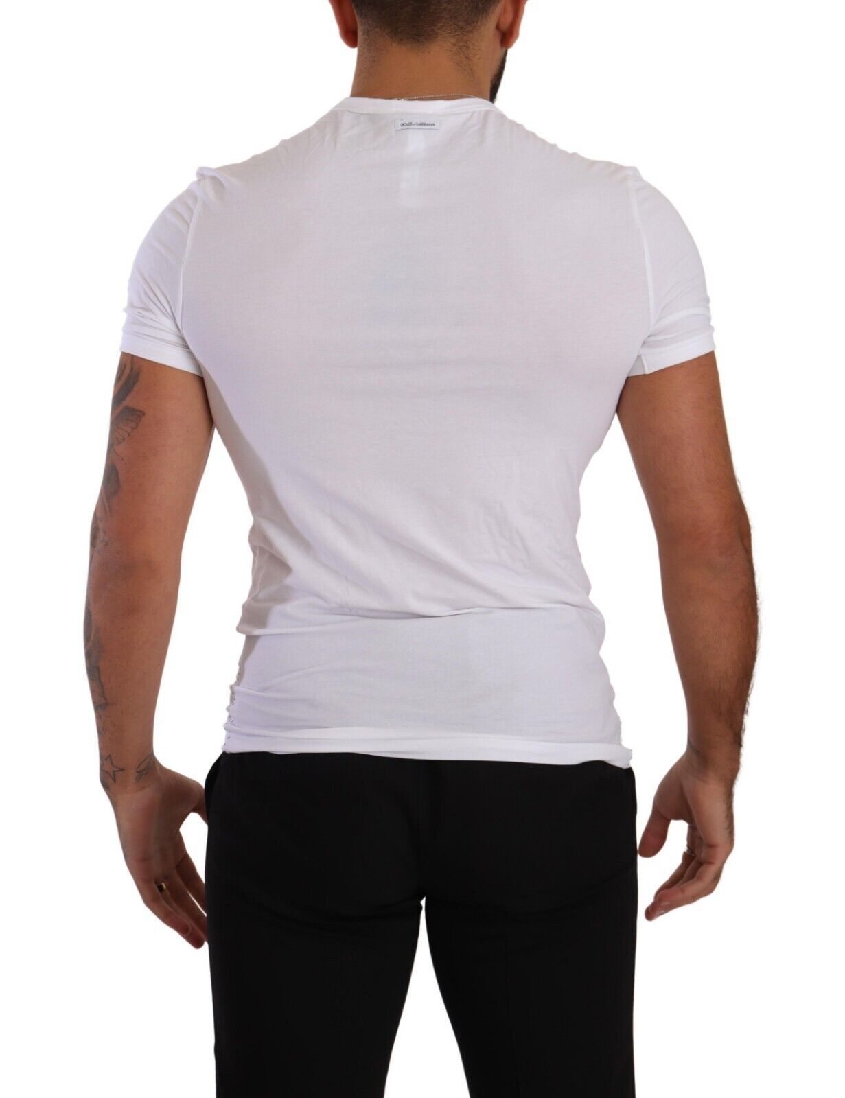 Dolce & Gabbana Vit Rundhalsad Bomulls Stretchig T-shirt Underkläder
