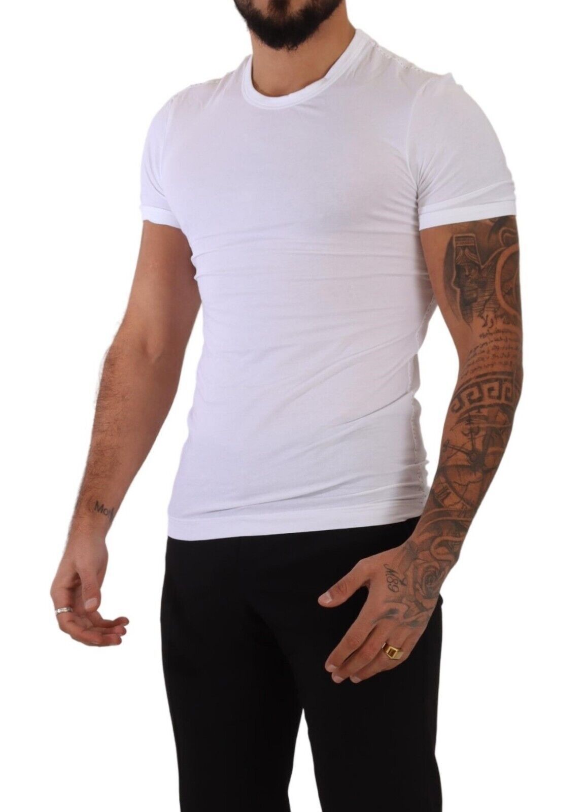 Dolce & Gabbana Vit Rundhalsad Bomulls Stretchig T-shirt Underkläder