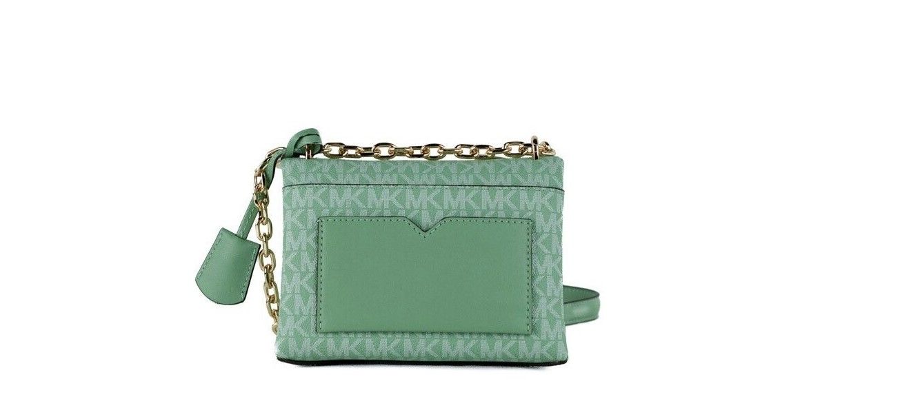 Michael Kors Cece Liten Havsgrön Signature PVC Konvertibel Axelremsväska med Flap