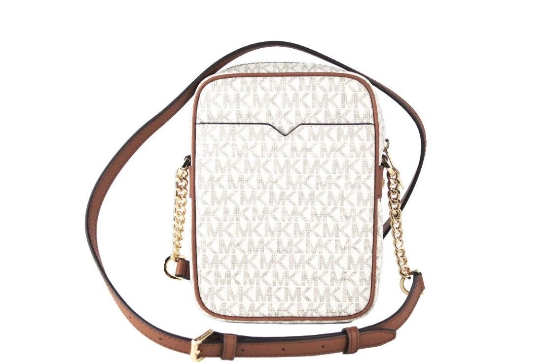 Michael Kors Jet Set Medium Vanilla PVC North South Chain Axelremsväska
