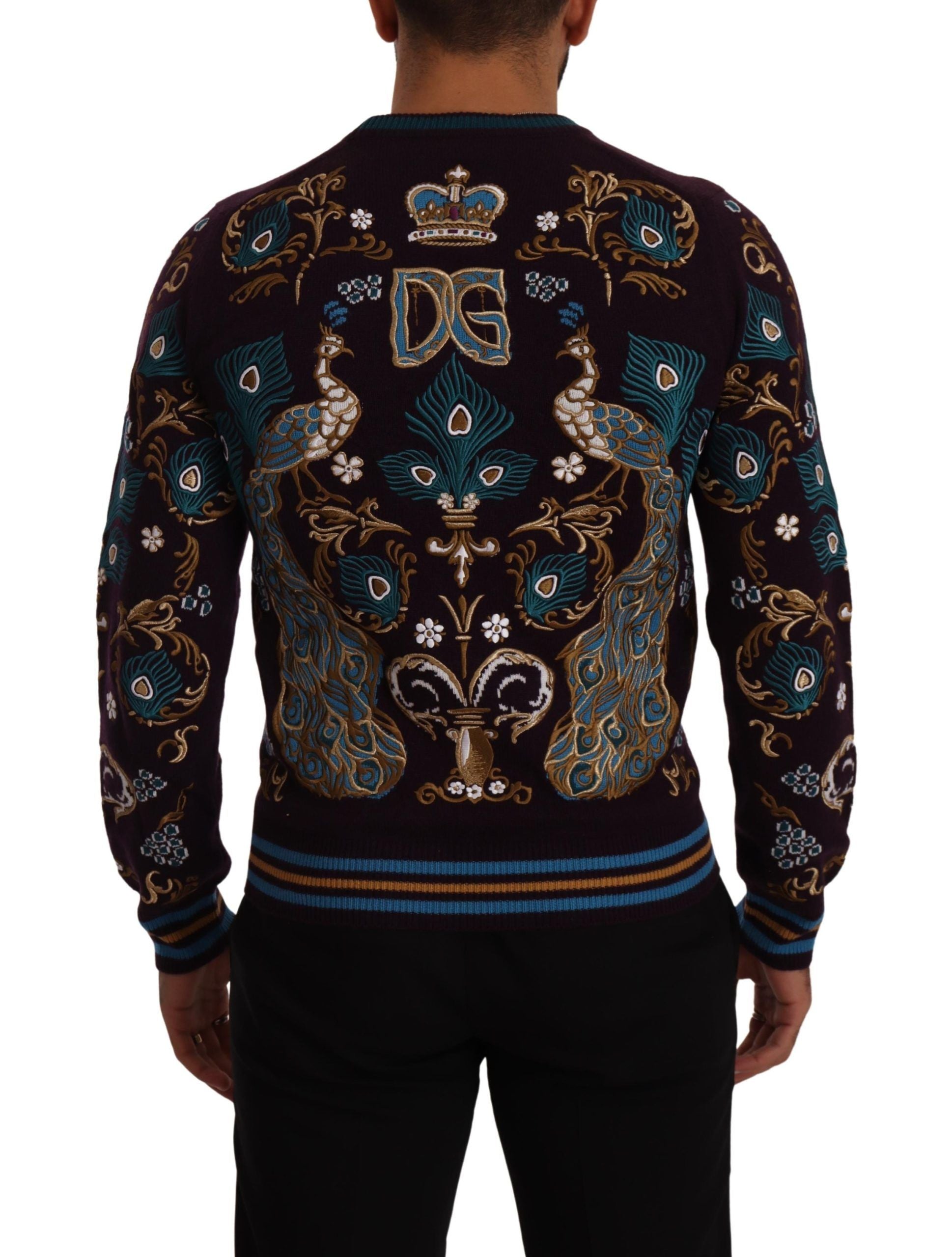 Dolce & Gabbana Bordeaux Cashmere DG Crown Broderad Tröja