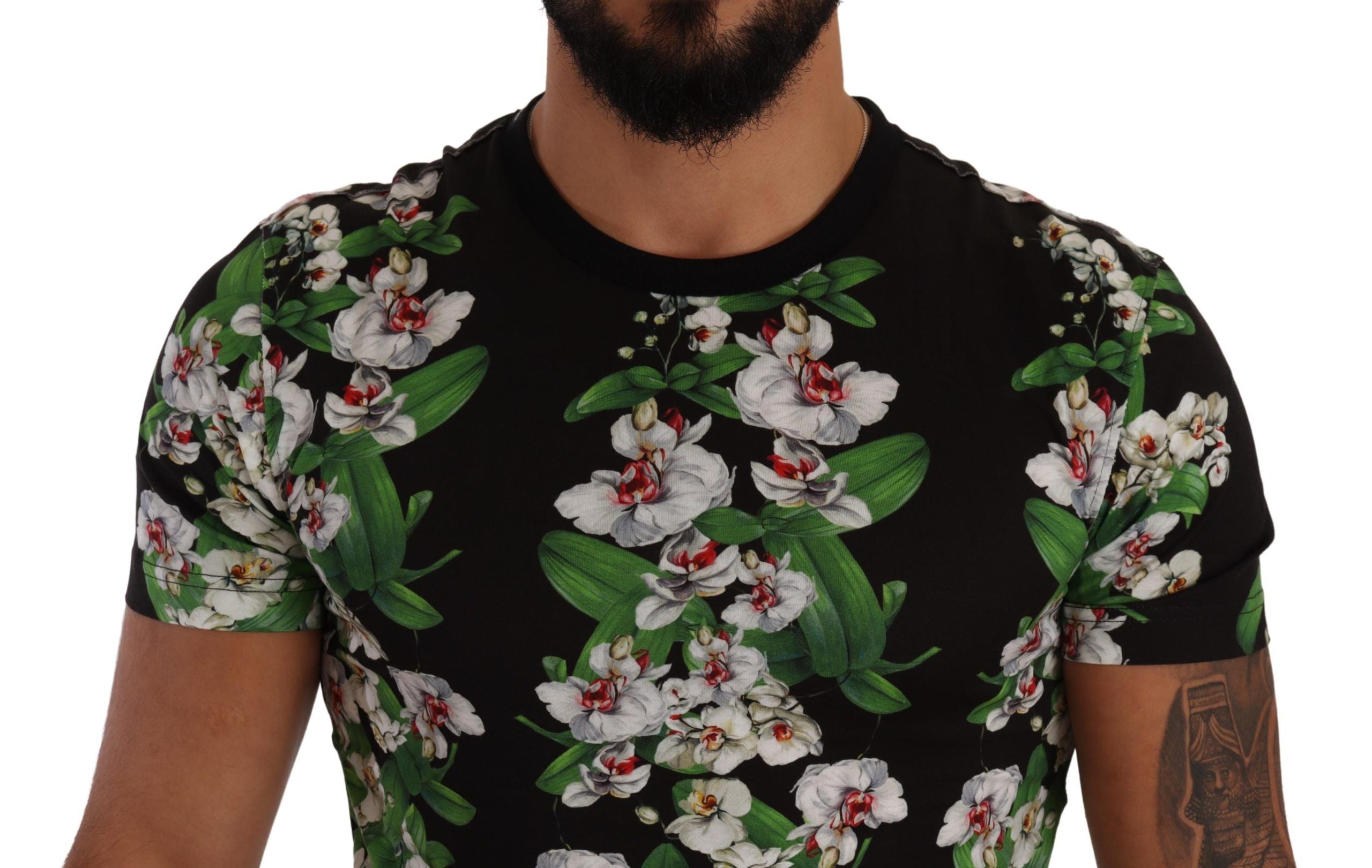 Dolce & Gabbana svart blommig t-shirt med rund hals