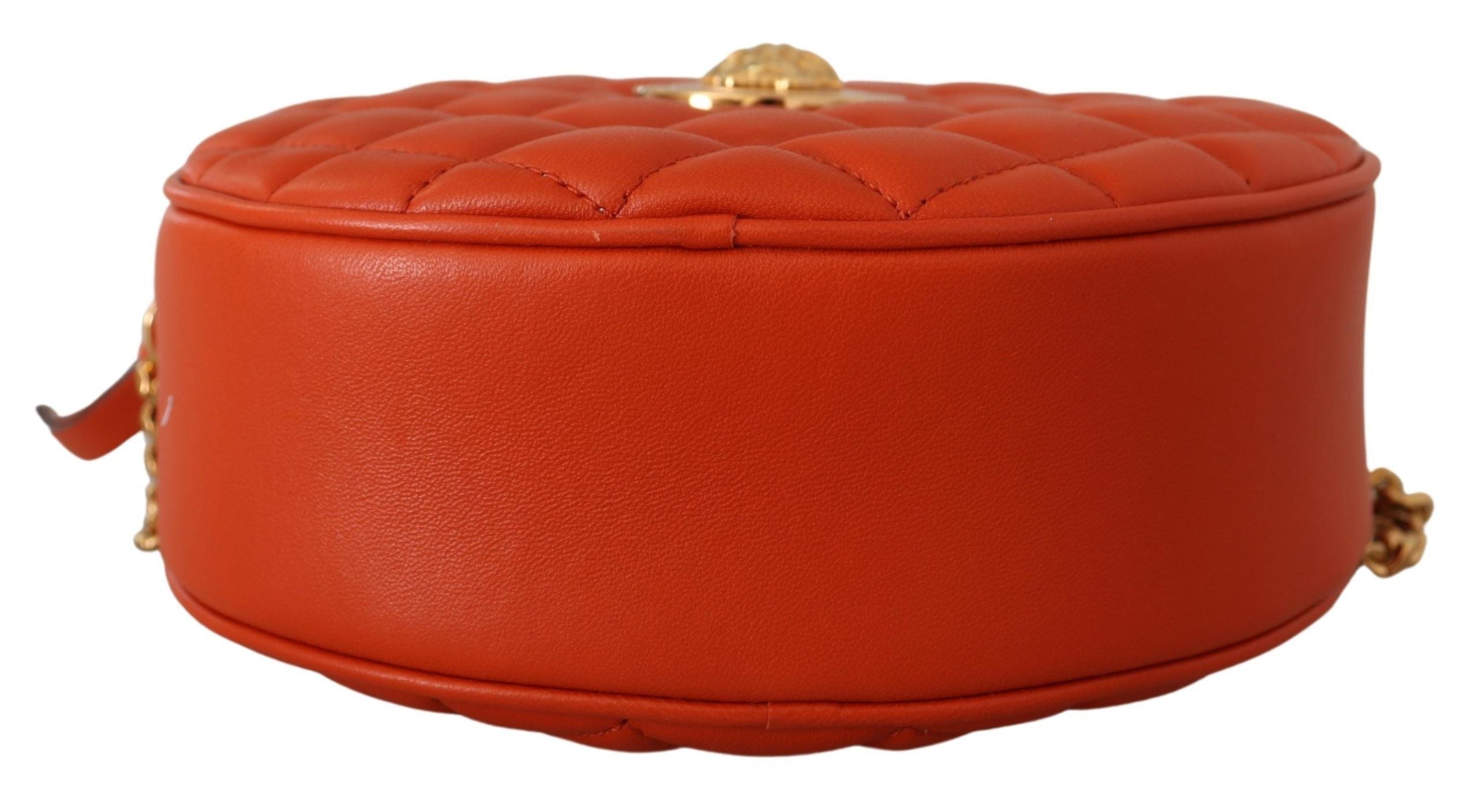 Versace Elegant Rund Axelremsväska i Nappaläder