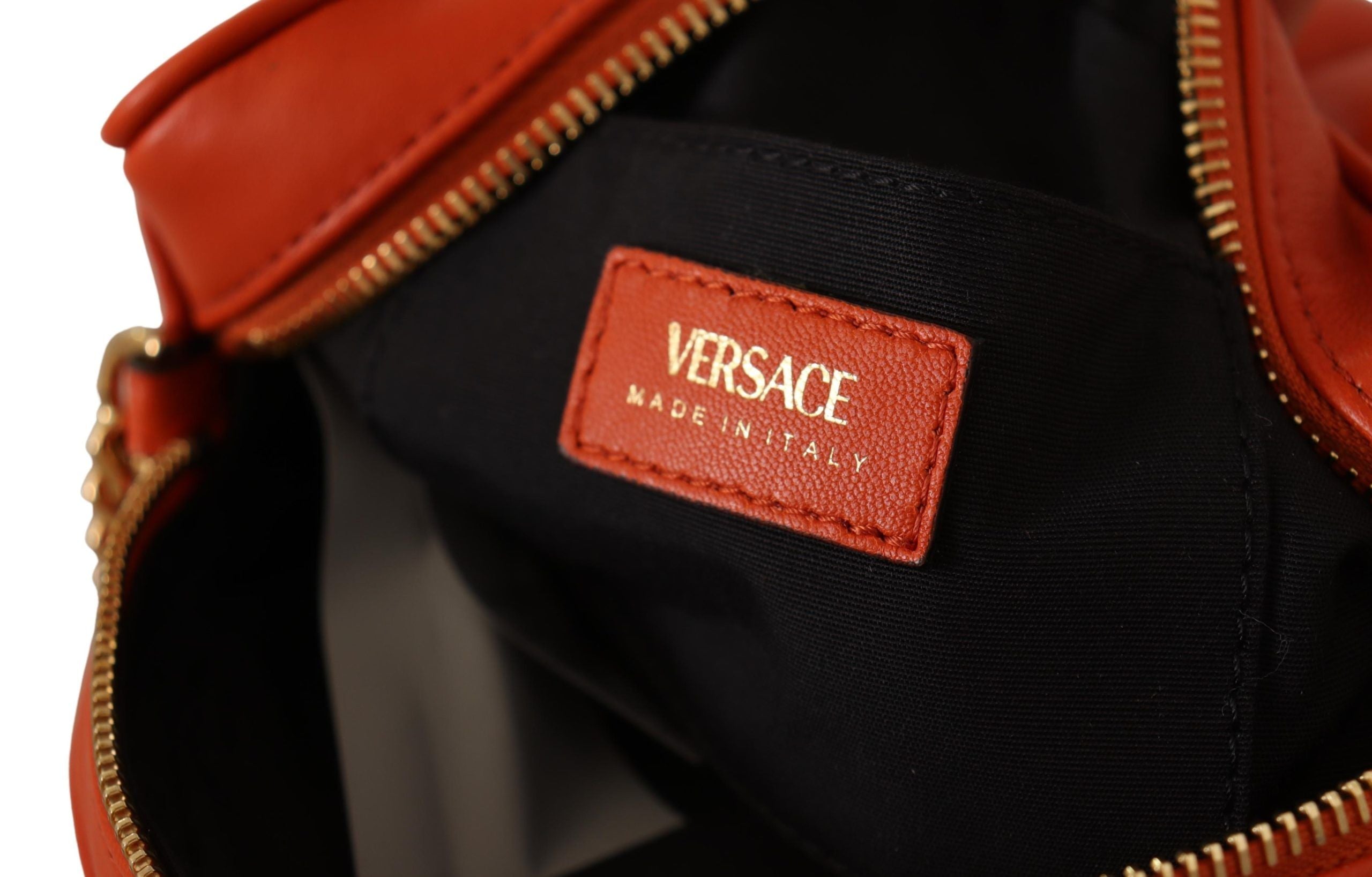 Versace Elegant Rund Axelremsväska i Nappaläder