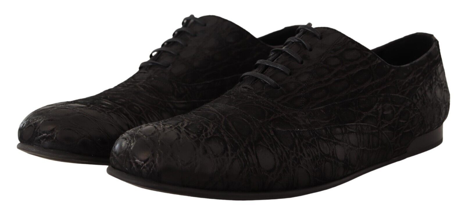 Dolce & Gabbana Svarta Caiman Läder Herr Oxford Skor