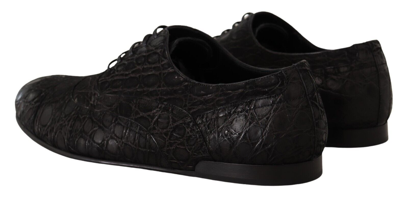 Dolce & Gabbana Svarta Caiman Läder Herr Oxford Skor