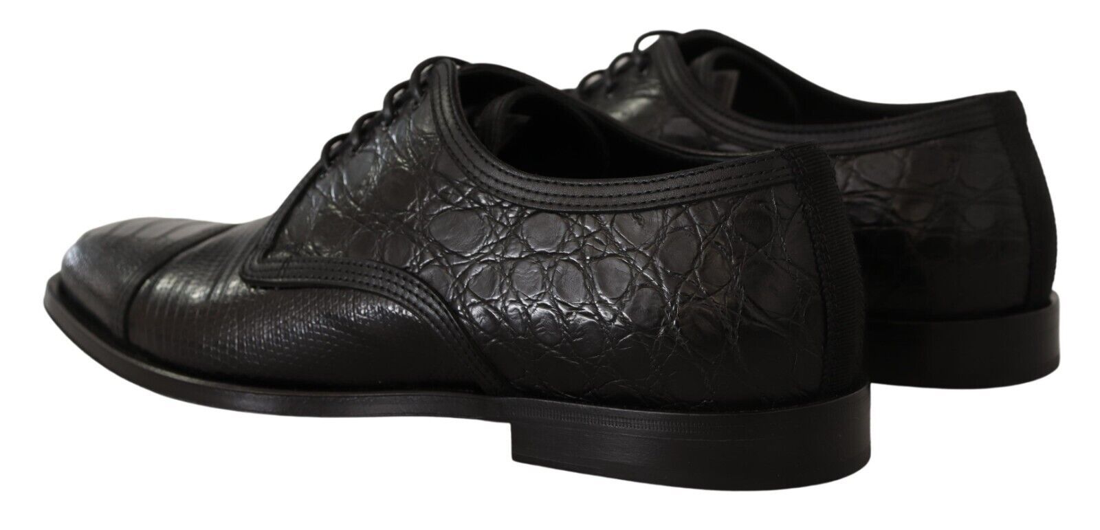 Dolce & Gabbana Svarta Exotiska Läderskor Med Snörning Formella Derbyskor