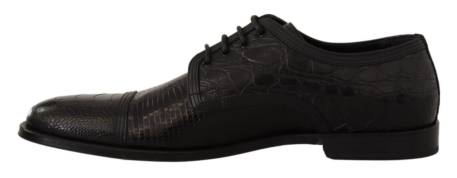 Dolce & Gabbana Svarta Exotiska Läderskor Med Snörning Formella Derbyskor