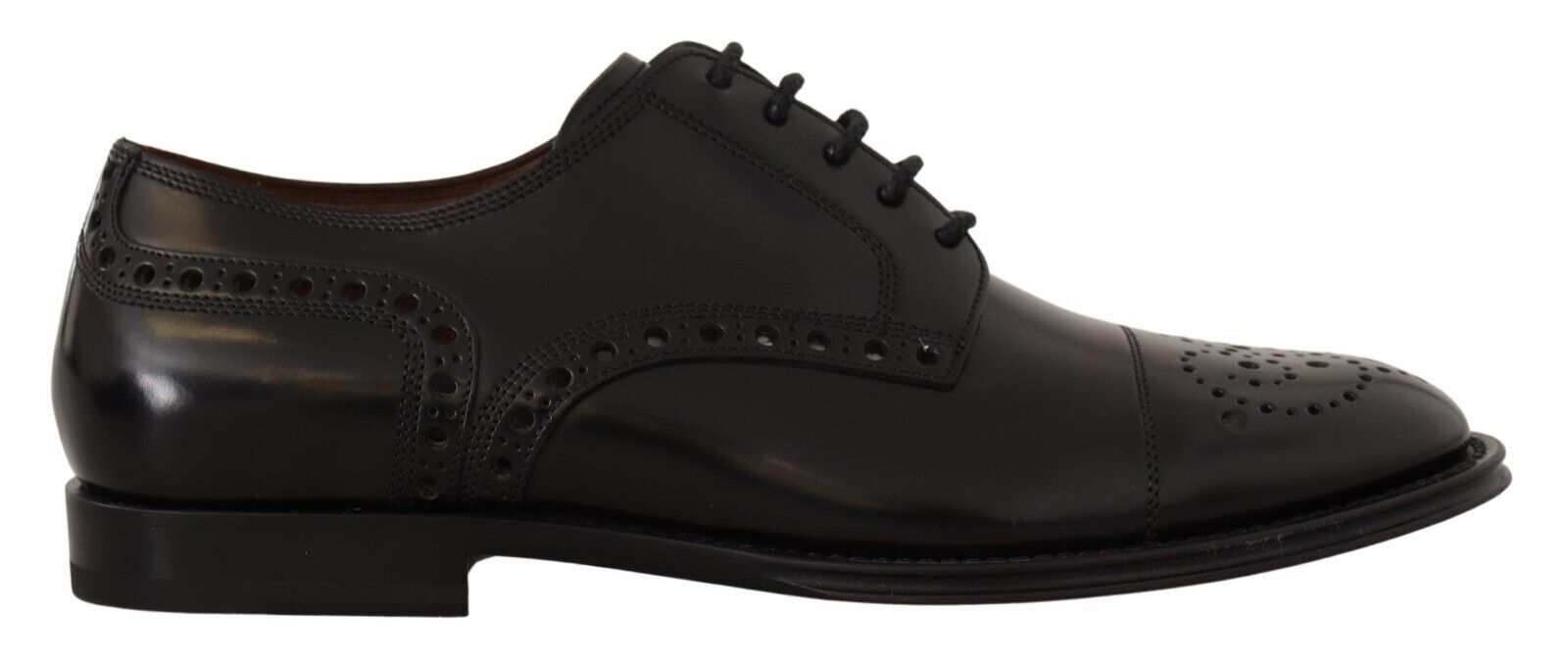 Dolce & Gabbana Svarta Läder Wingtip Herr Formella Derbyskor