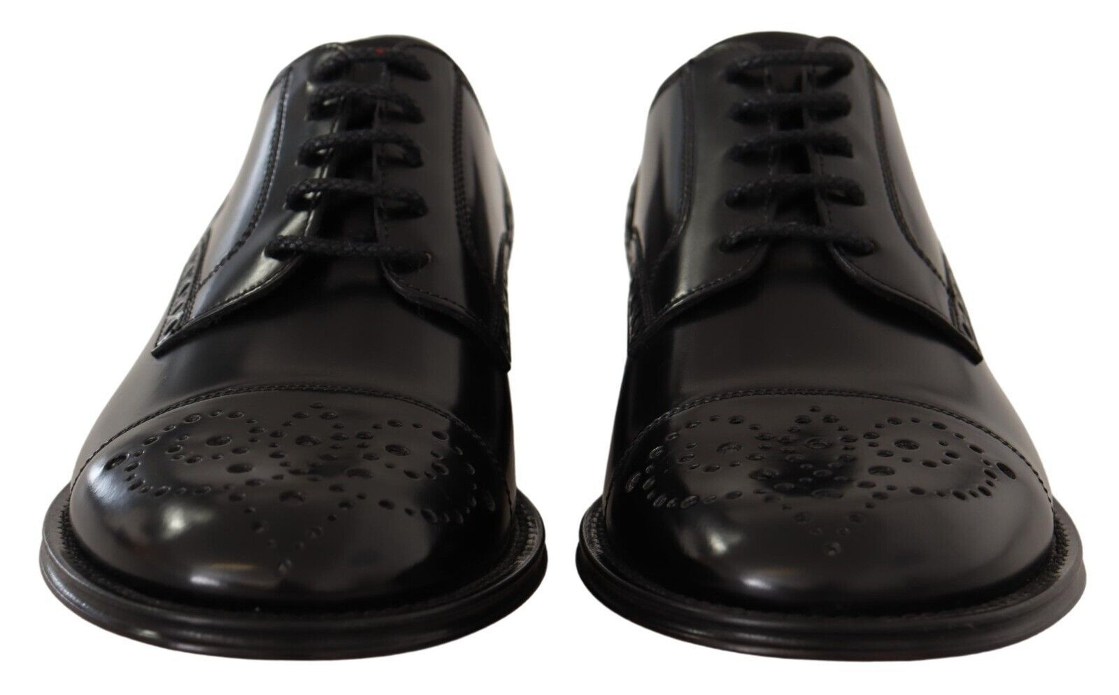 Dolce & Gabbana Svarta Läder Wingtip Herr Formella Derbyskor
