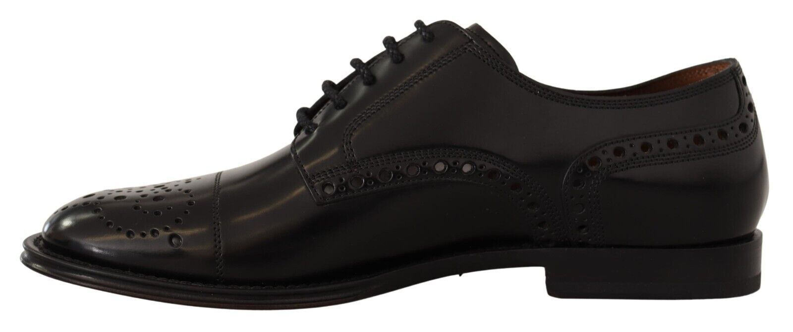Dolce & Gabbana Svarta Läder Wingtip Herr Formella Derbyskor