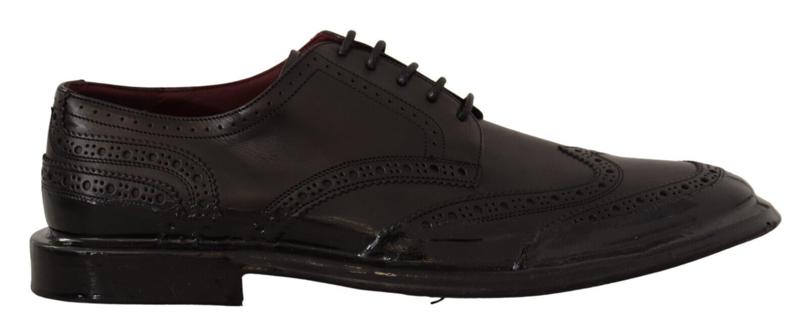 Dolce & Gabbana Svarta Oxford Läder Wingtip Formella Derbyskor