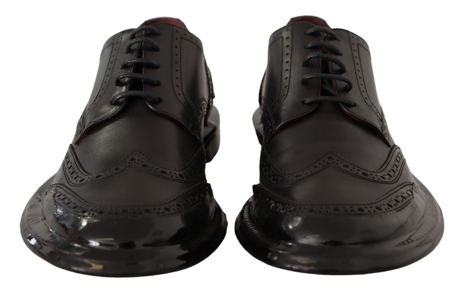 Dolce & Gabbana Svarta Oxford Läder Wingtip Formella Derbyskor