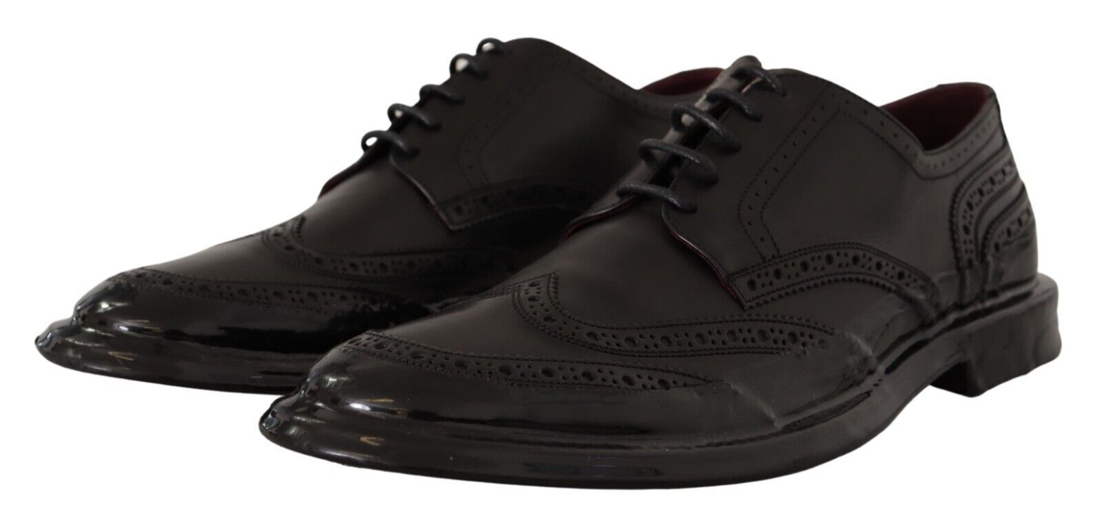 Dolce & Gabbana Svarta Oxford Läder Wingtip Formella Derbyskor