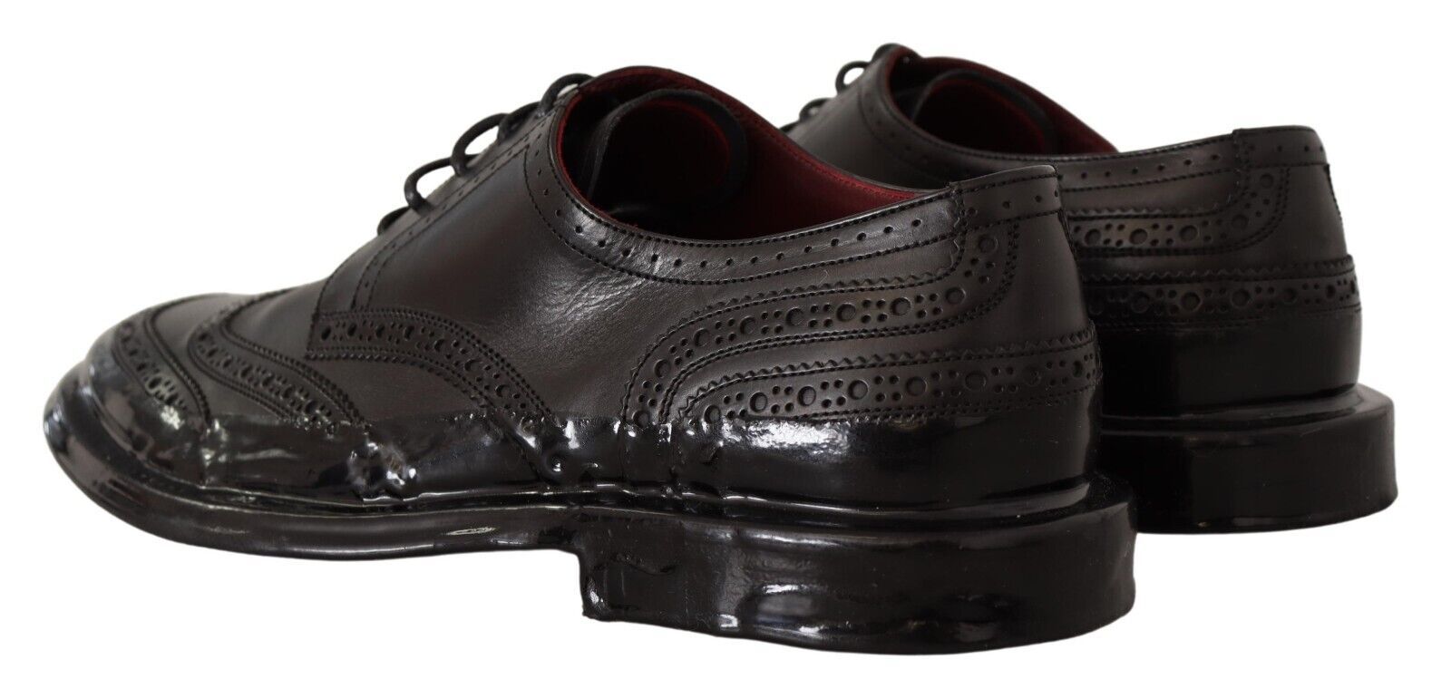 Dolce & Gabbana Svarta Oxford Läder Wingtip Formella Derbyskor
