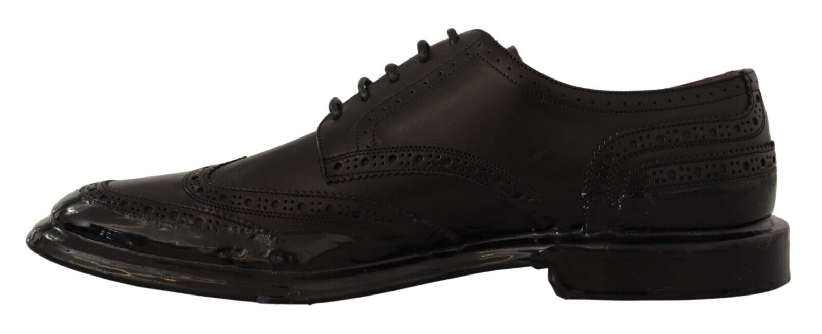 Dolce & Gabbana Svarta Oxford Läder Wingtip Formella Derbyskor