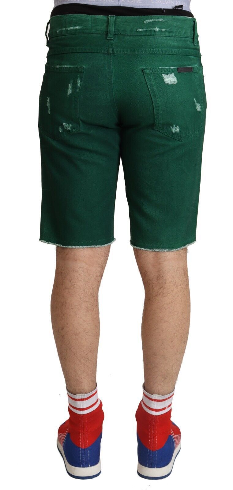 Dolce & Gabbana Gröna Trasiga Bomulls Herr Denim Bermudashorts
