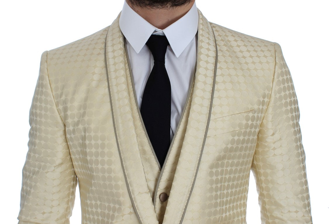 Dolce & Gabbana Beige Prickig Sidenkavaj i 2 delar