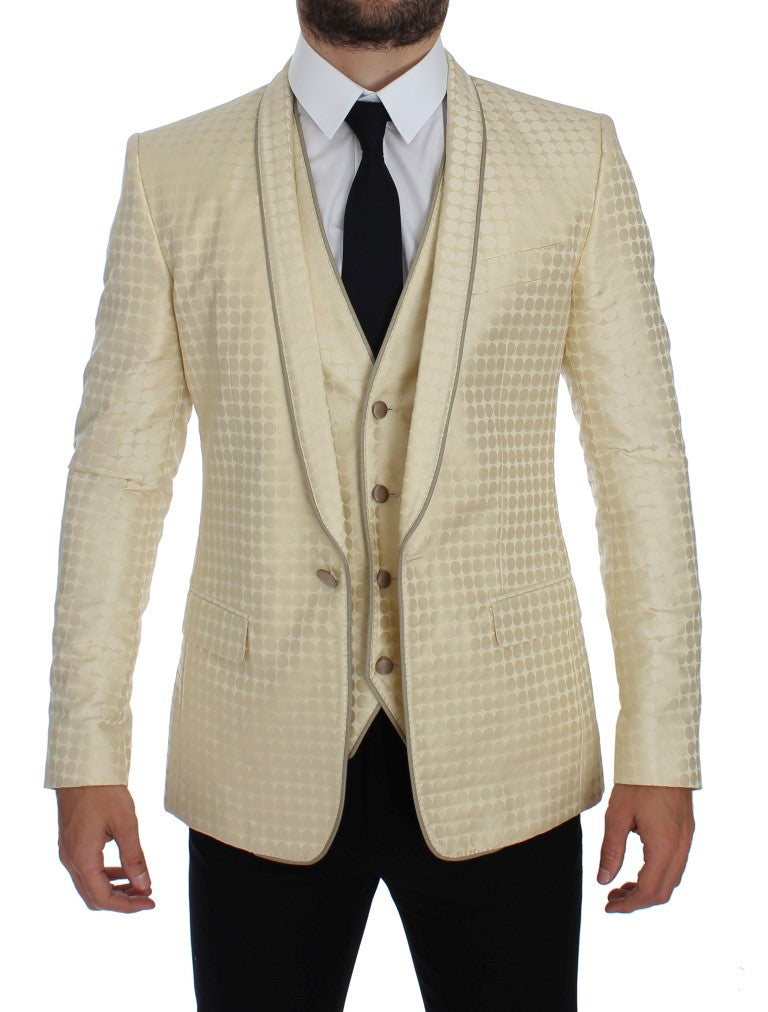 Dolce & Gabbana Beige Prickig Sidenkavaj i 2 delar