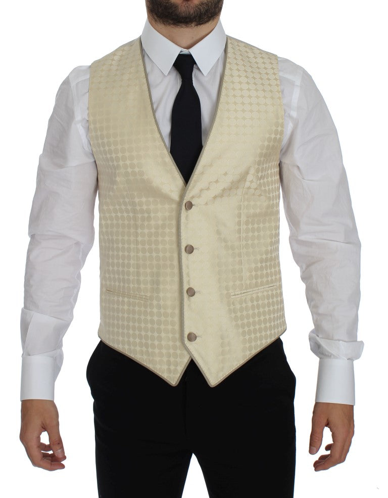Dolce & Gabbana Beige Prickig Sidenkavaj i 2 delar