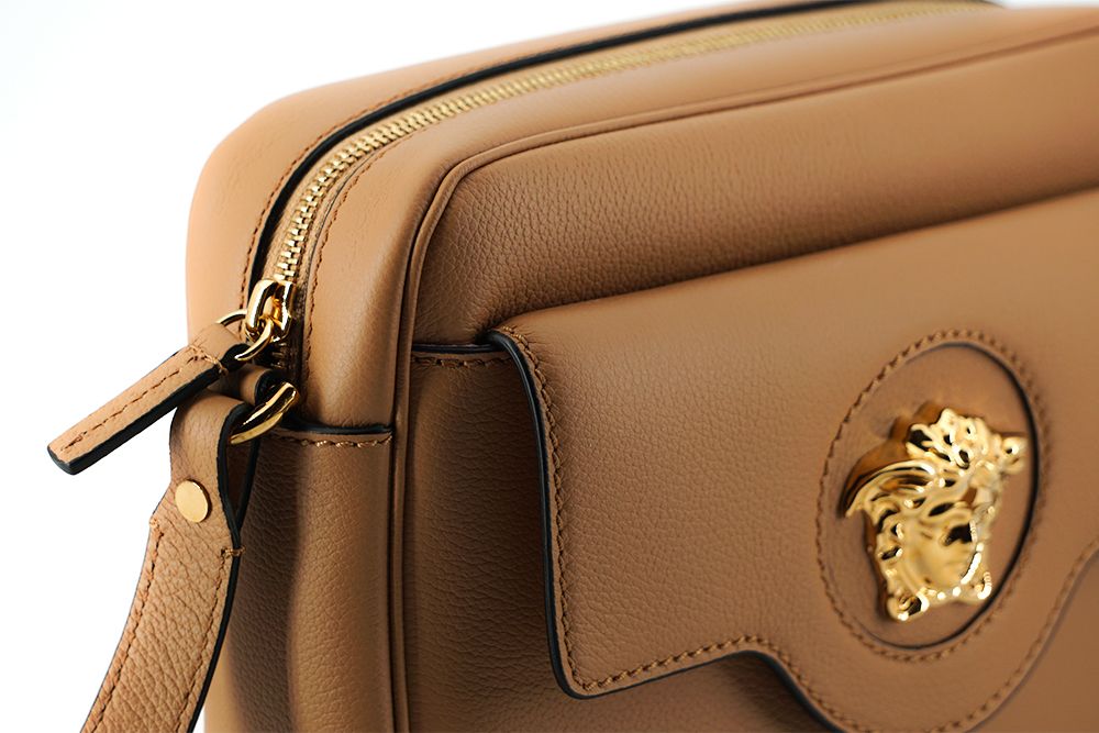 Versace Elegant Brun Läderkameraväska Axelväska