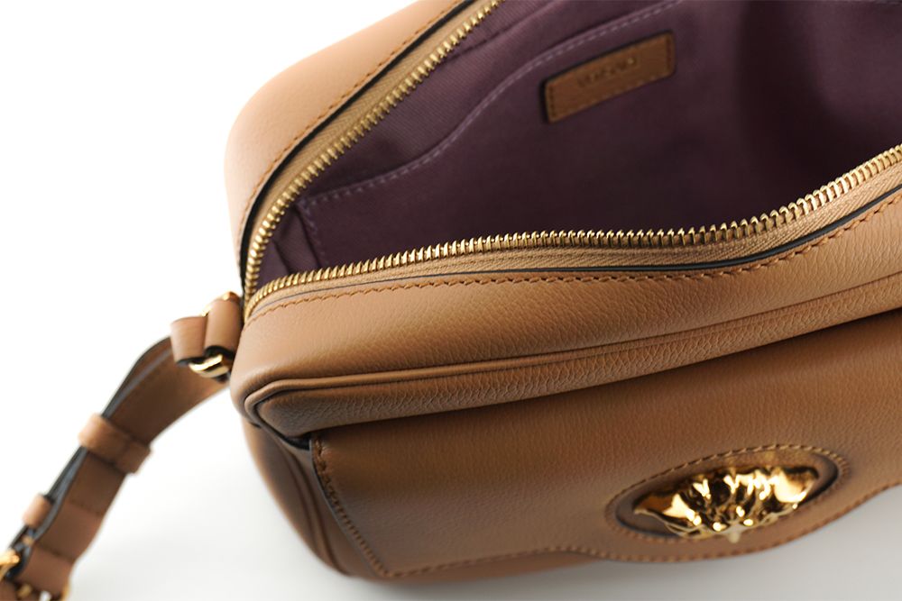 Versace Elegant Brun Läderkameraväska Axelväska