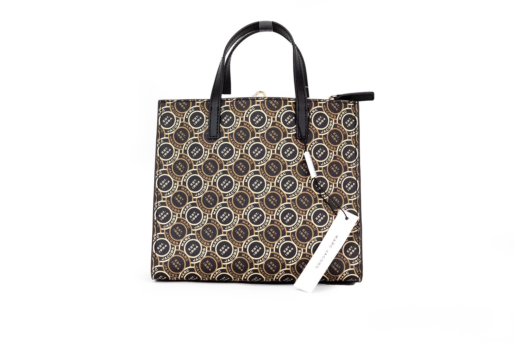 Marc Jacobs Mini Grind Signet Printed Leather Axelremsväska i Läder