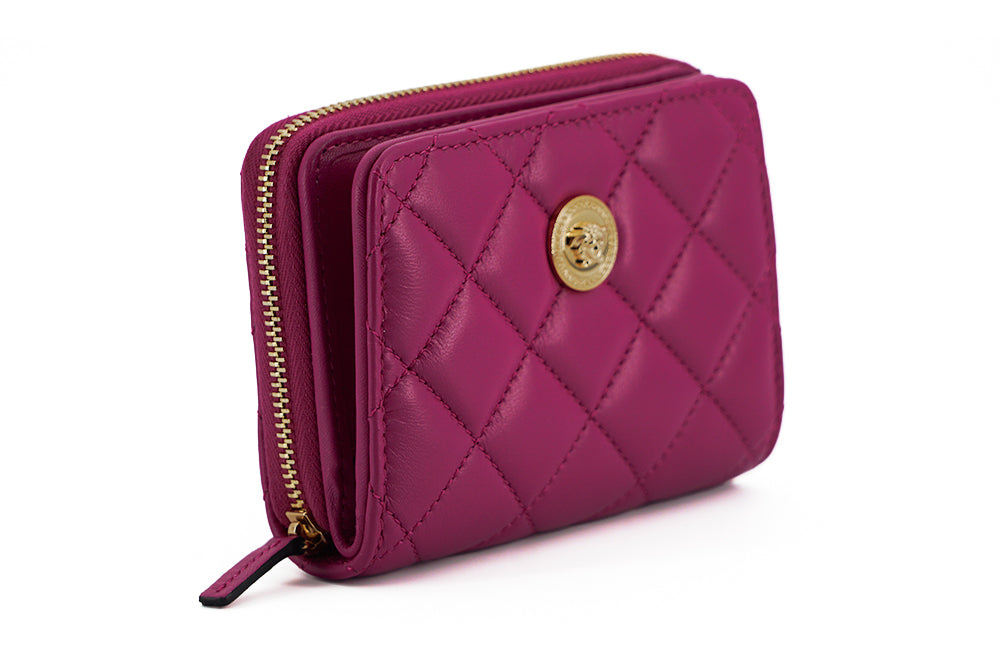 Versace Elegant Lila Quilted Läderplånbok