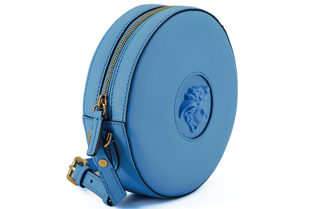 Versace Chic Blå Rund Axelväska i Läder