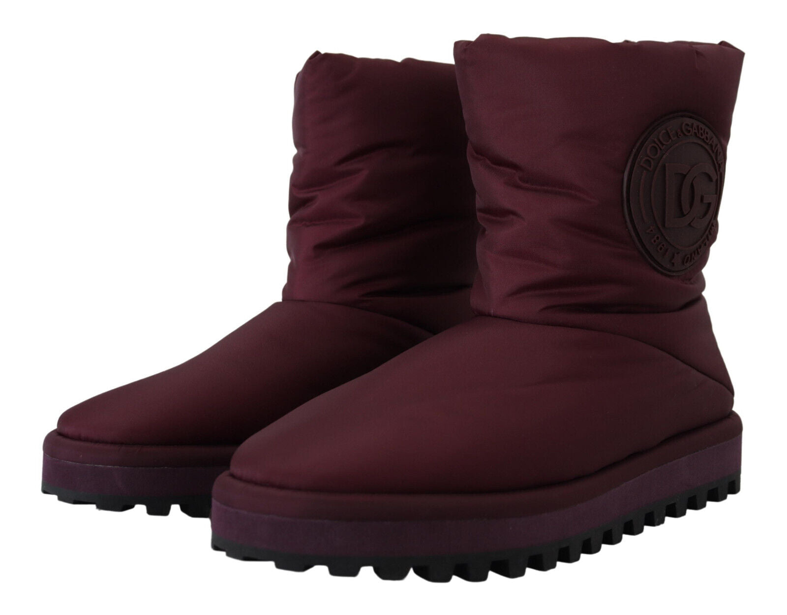 Dolce & Gabbana Bordeaux Nylon Stövlar Vadderade Mellanhöga Skor