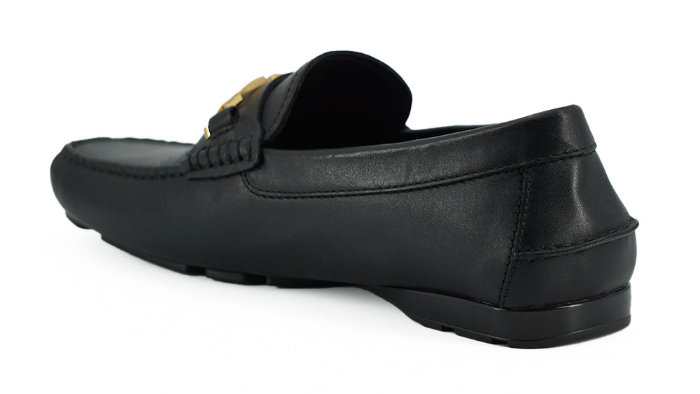 Versace Elegant Svarta Herrloafers i Kalvskinn