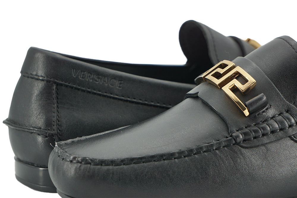 Versace Elegant Svarta Herrloafers i Kalvskinn