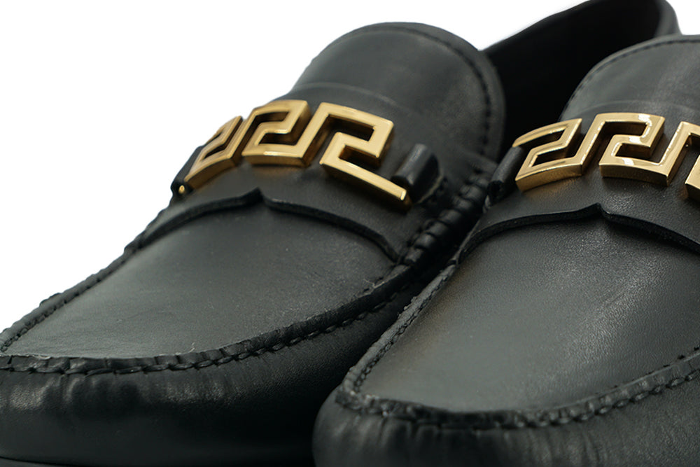Versace Elegant Svarta Herrloafers i Kalvskinn