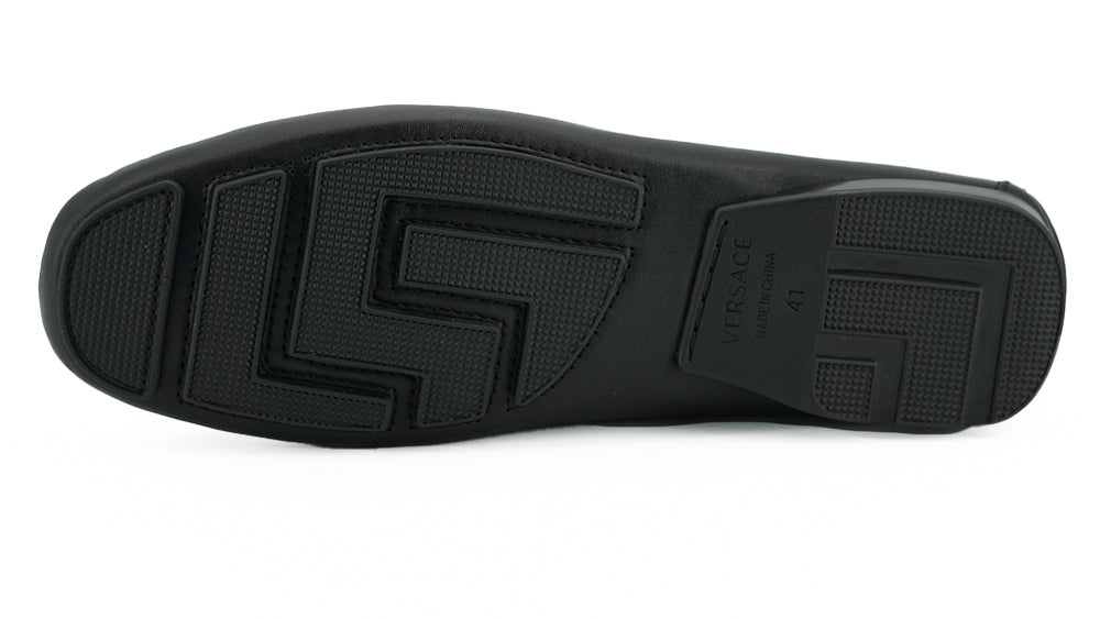 Versace Elegant Svarta Herrloafers i Kalvskinn