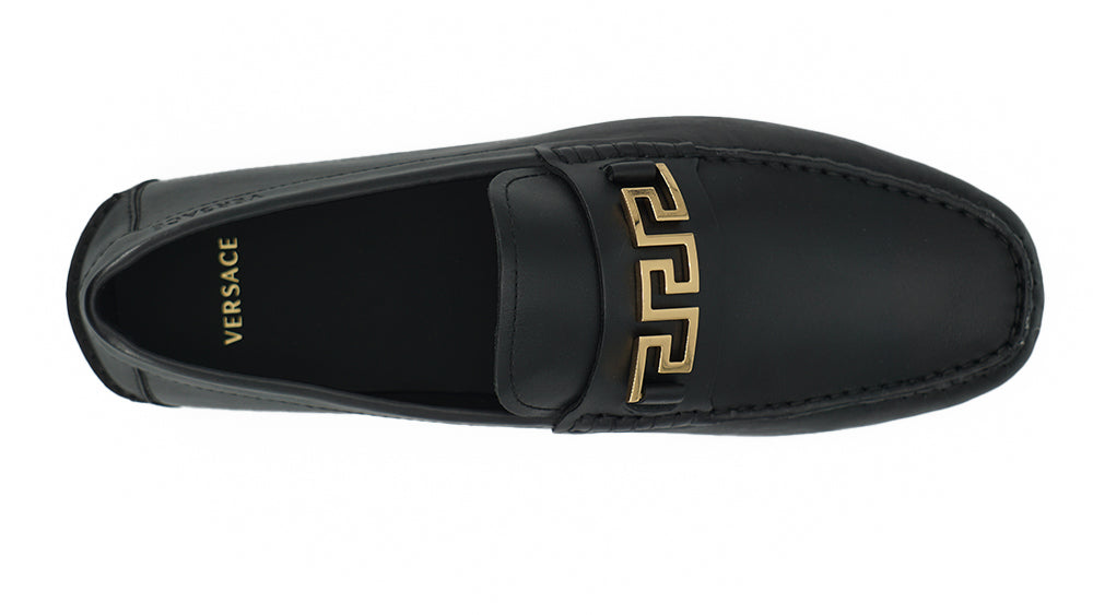 Versace Elegant Svarta Herrloafers i Kalvskinn