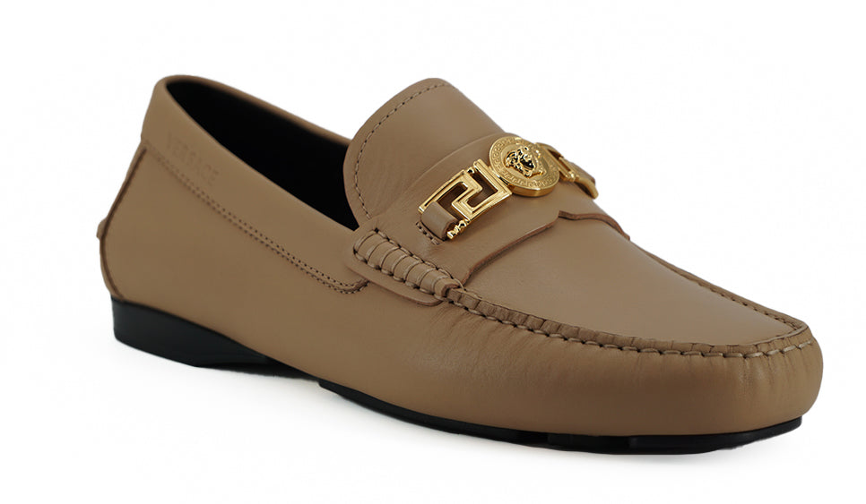 Versace Exquisite Medusa Guldfärgade Läderloafers