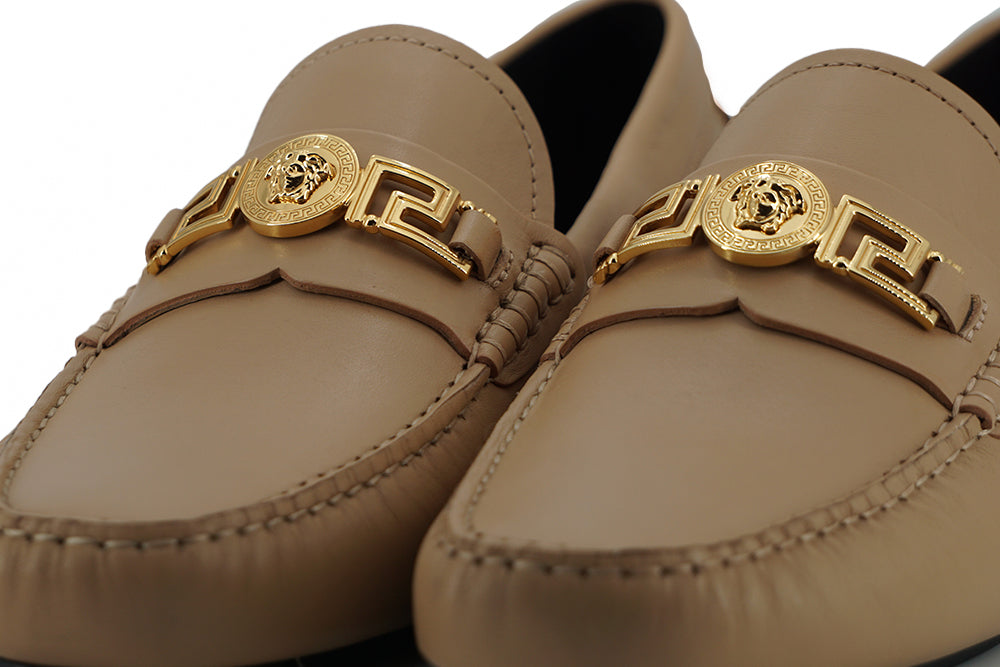 Versace Exquisite Medusa Guldfärgade Läderloafers