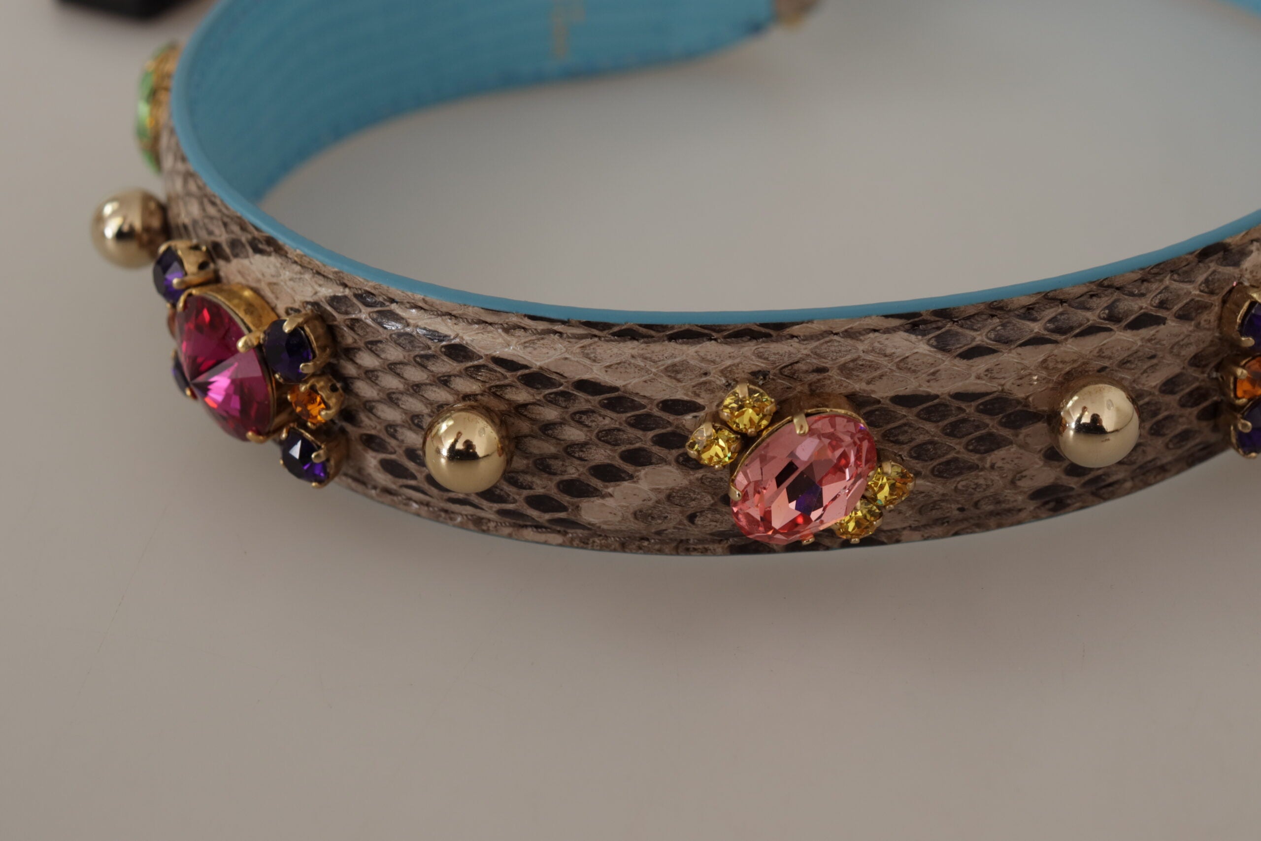 Dolce & Gabbana Brunt Exotiskt Läder Kristaller Axelrem