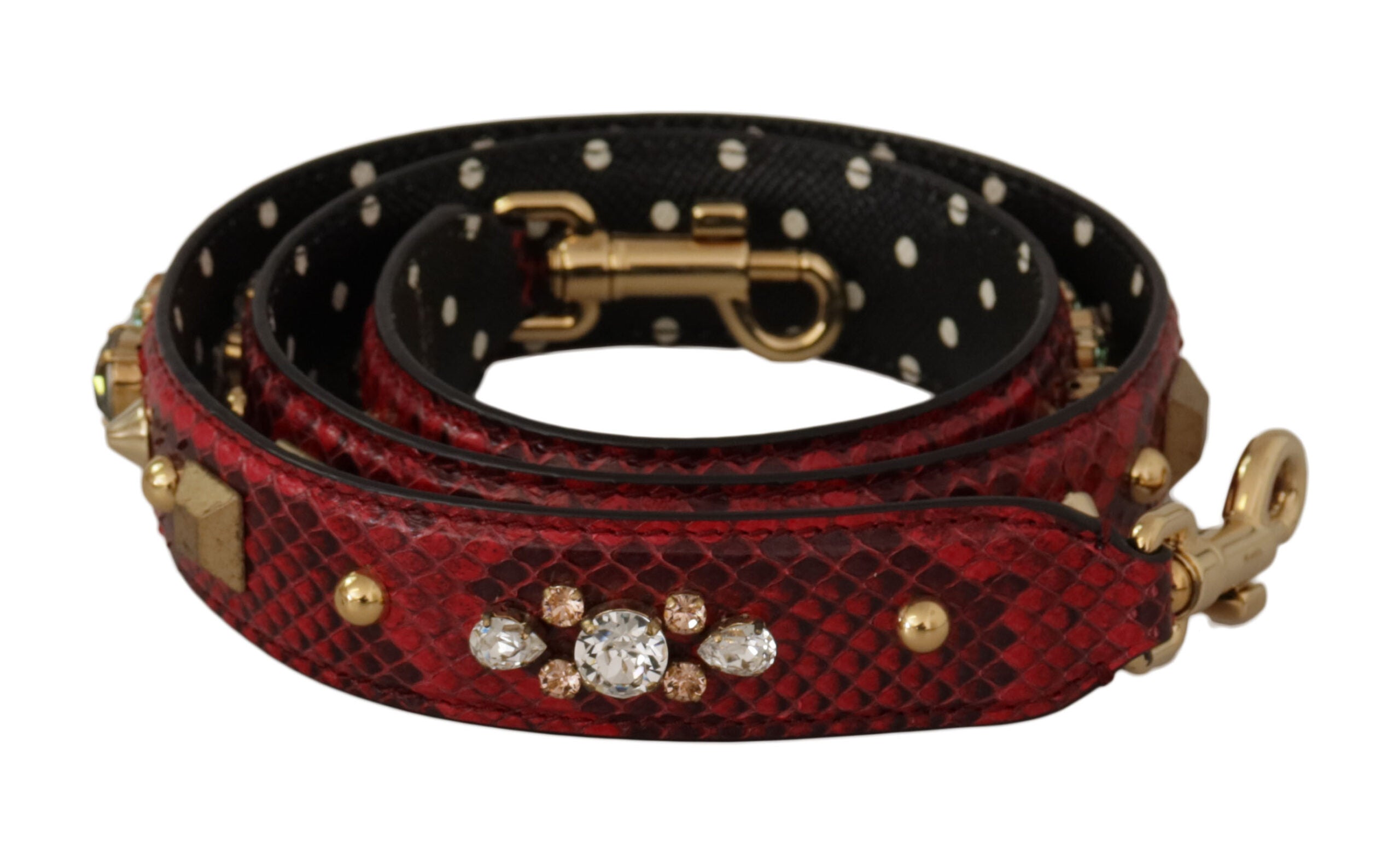 Dolce & Gabbana Röd Pyton Läderkristall Vändbar Axelrem
