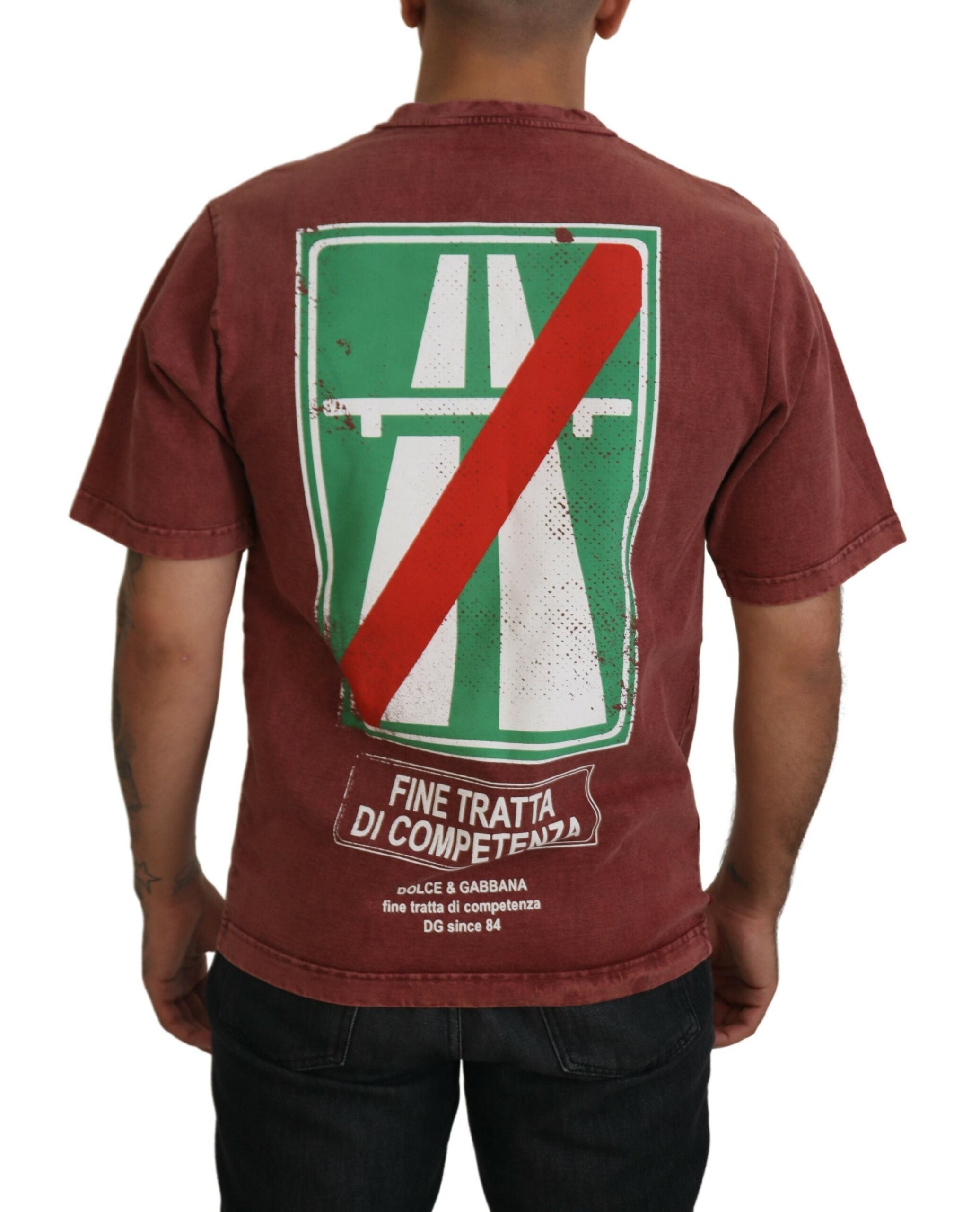 Dolce & Gabbana Rödbrunt Mönstrat Rund Halsad T-shirt Med Korta Ärmar