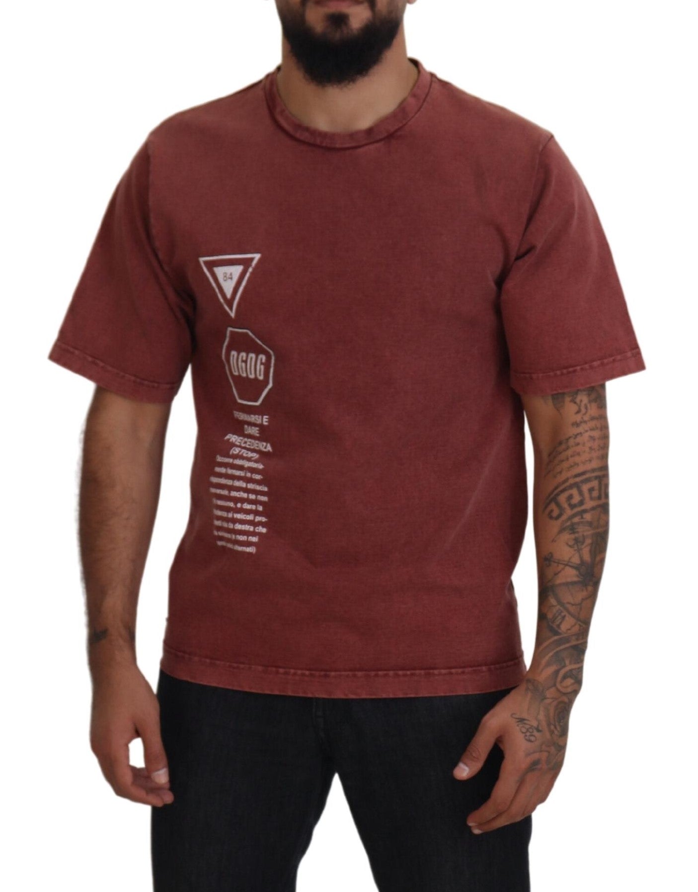 Dolce & Gabbana Rödbrunt Mönstrat Rund Halsad T-shirt Med Korta Ärmar