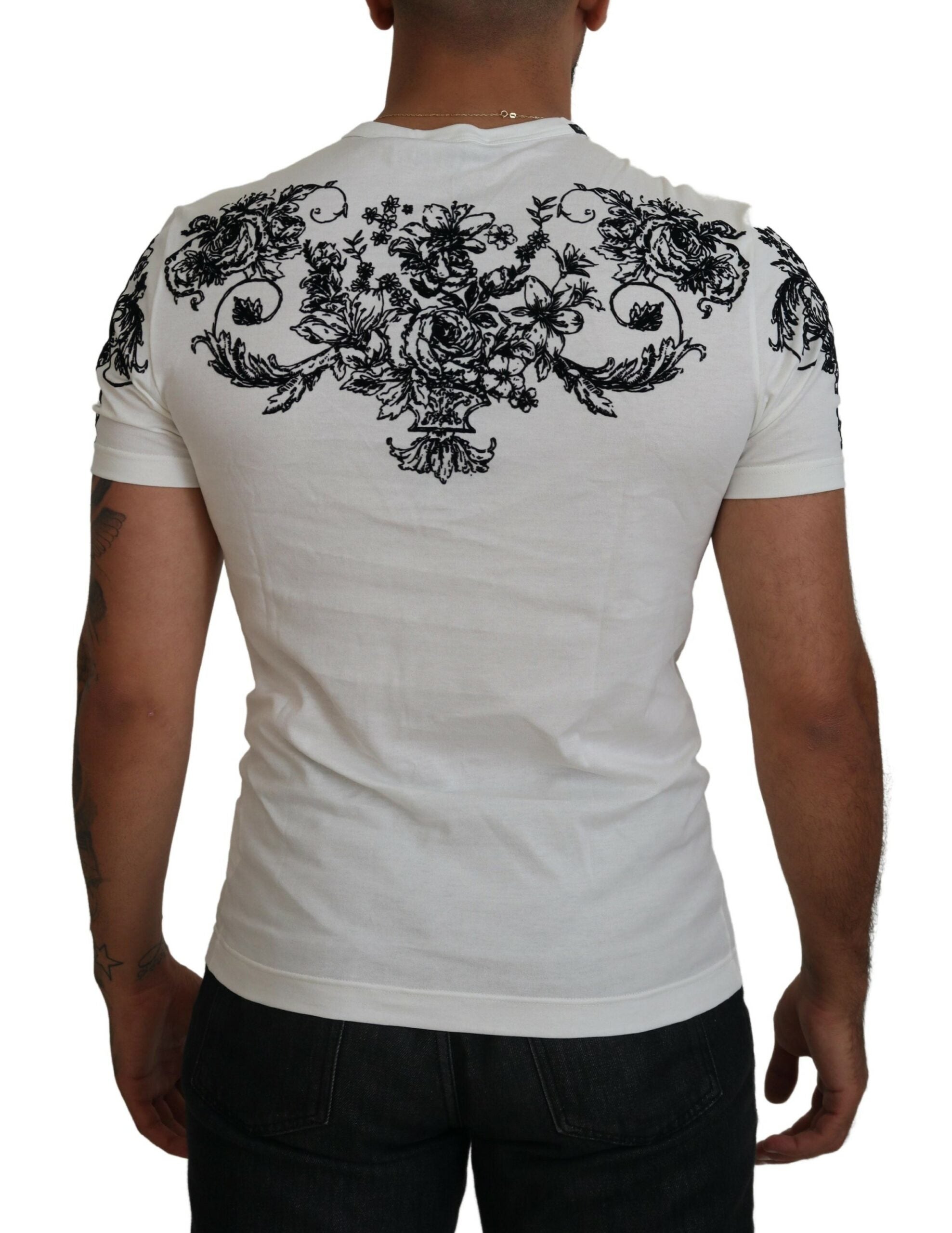Dolce & Gabbana Vit DG Crown Floral Crewneck Herr T-shirt