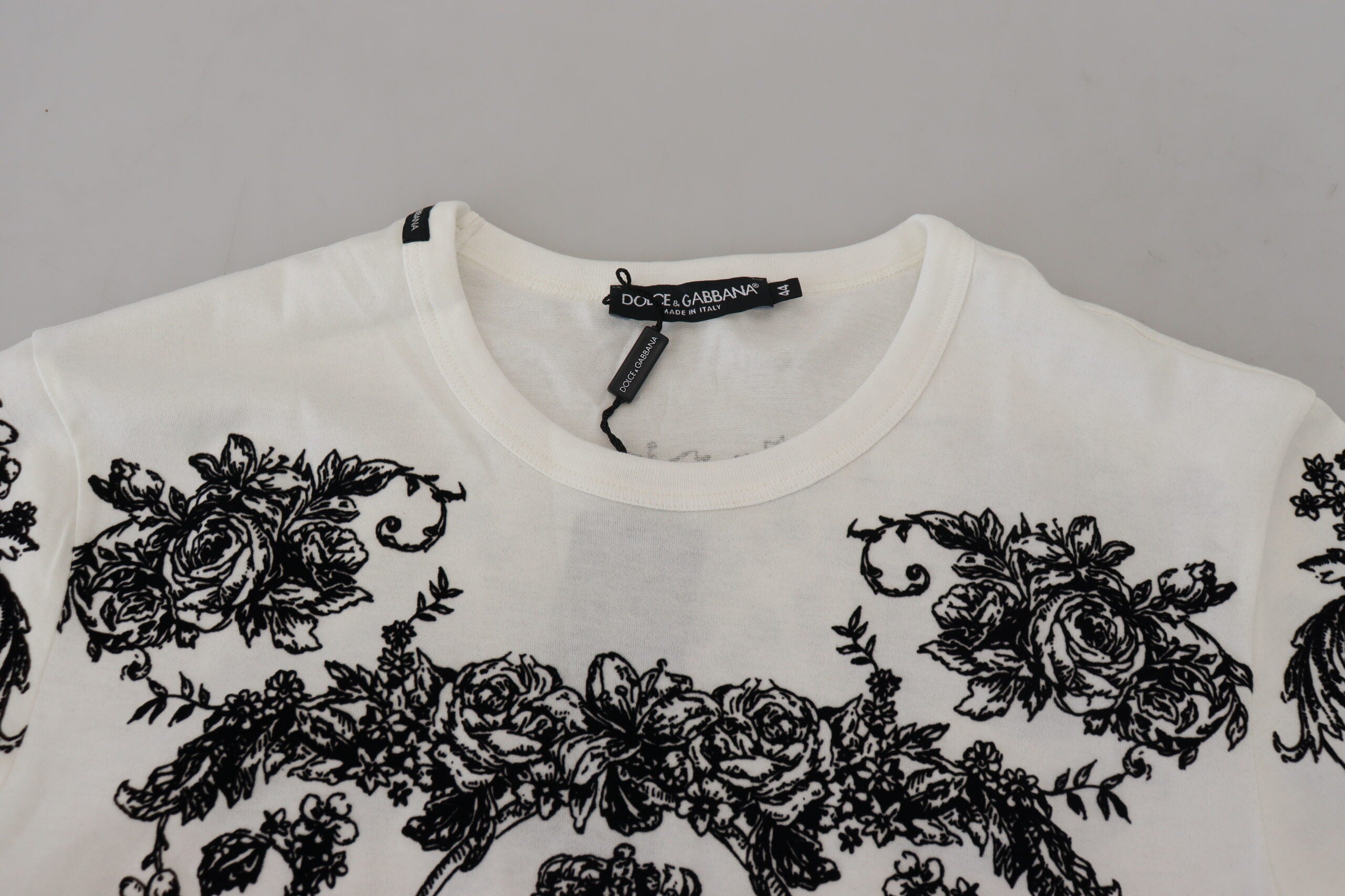 Dolce & Gabbana Vit DG Crown Floral Crewneck Herr T-shirt