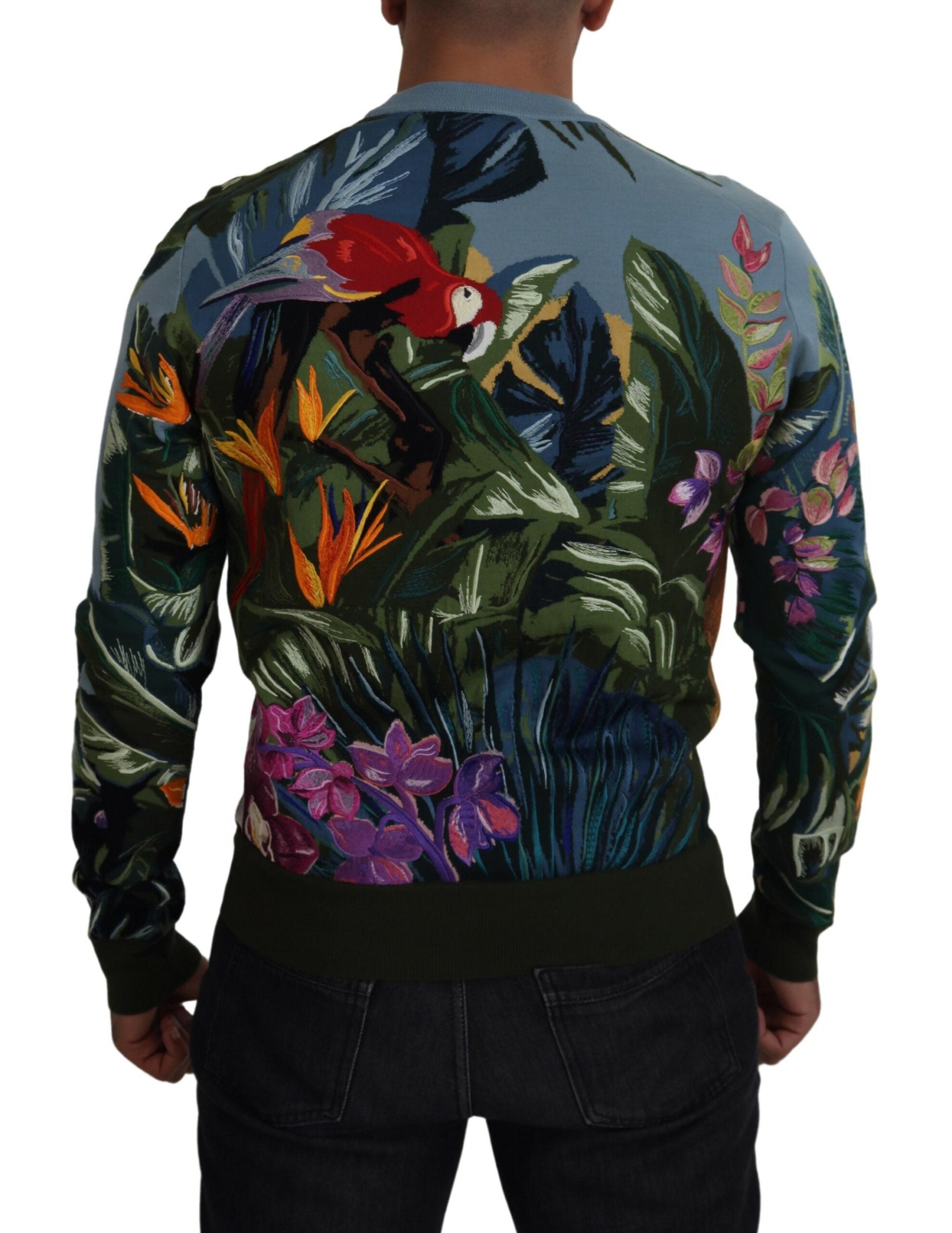 Dolce & Gabbana Flerfärgad Jungle Wool Pullover Logotyptröja