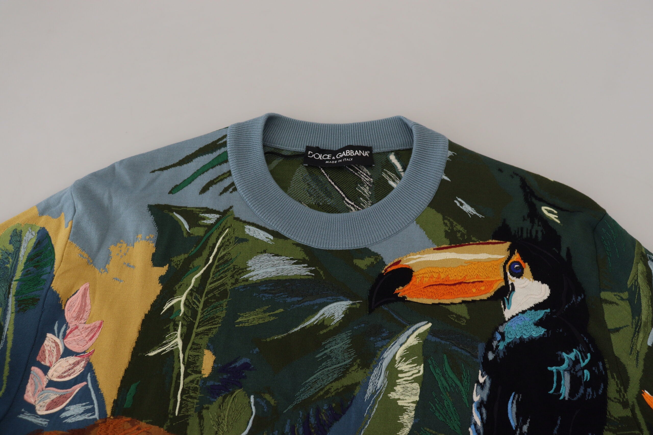 Dolce & Gabbana Flerfärgad Jungle Wool Pullover Logotyptröja