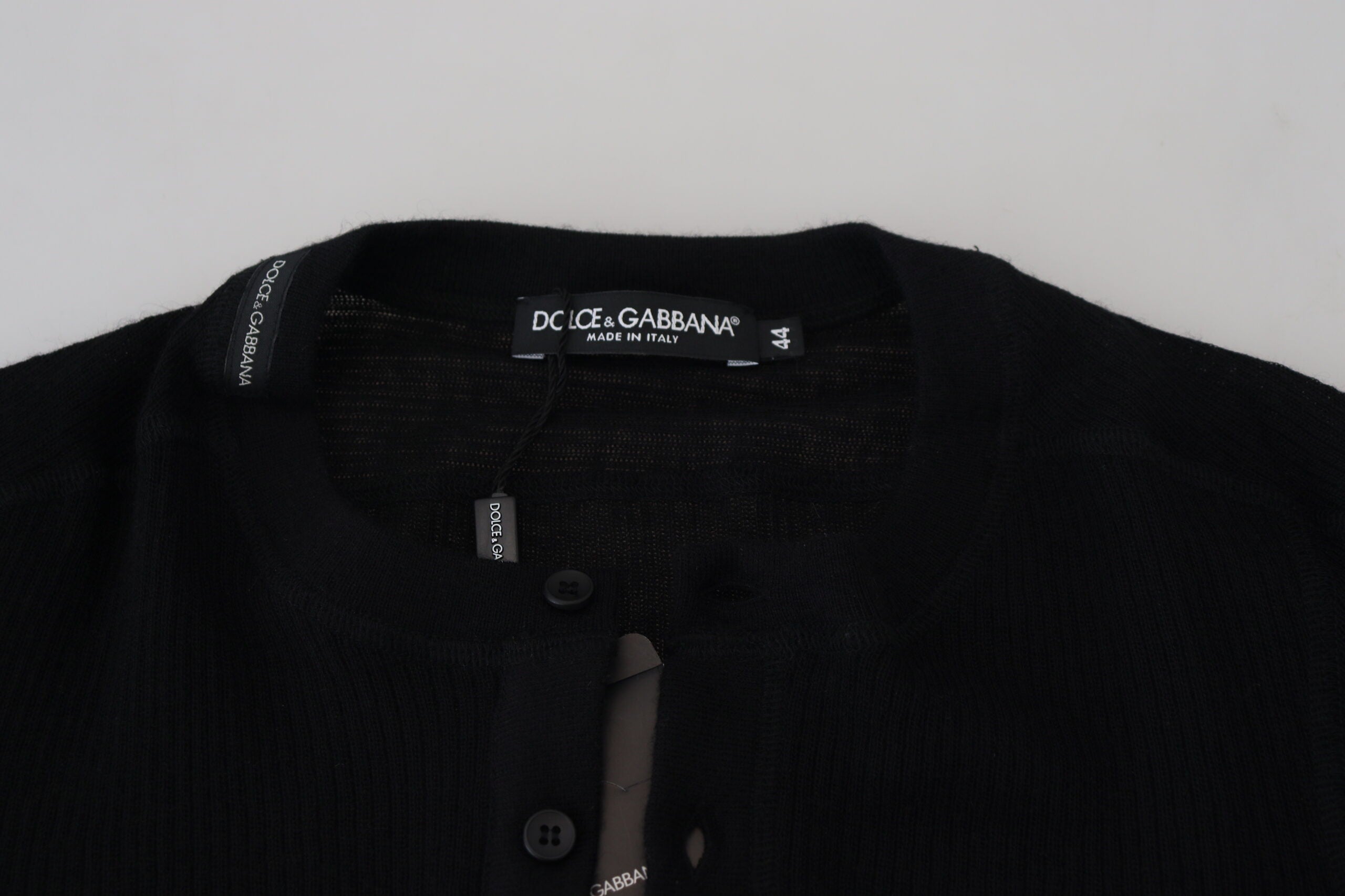Dolce & Gabbana Svart Kashmirtröja Med Knappar