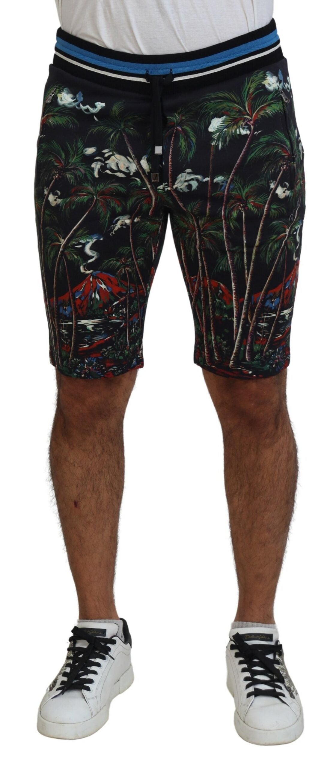Dolce & Gabbana svarta bomullsshorts med vulkantryck