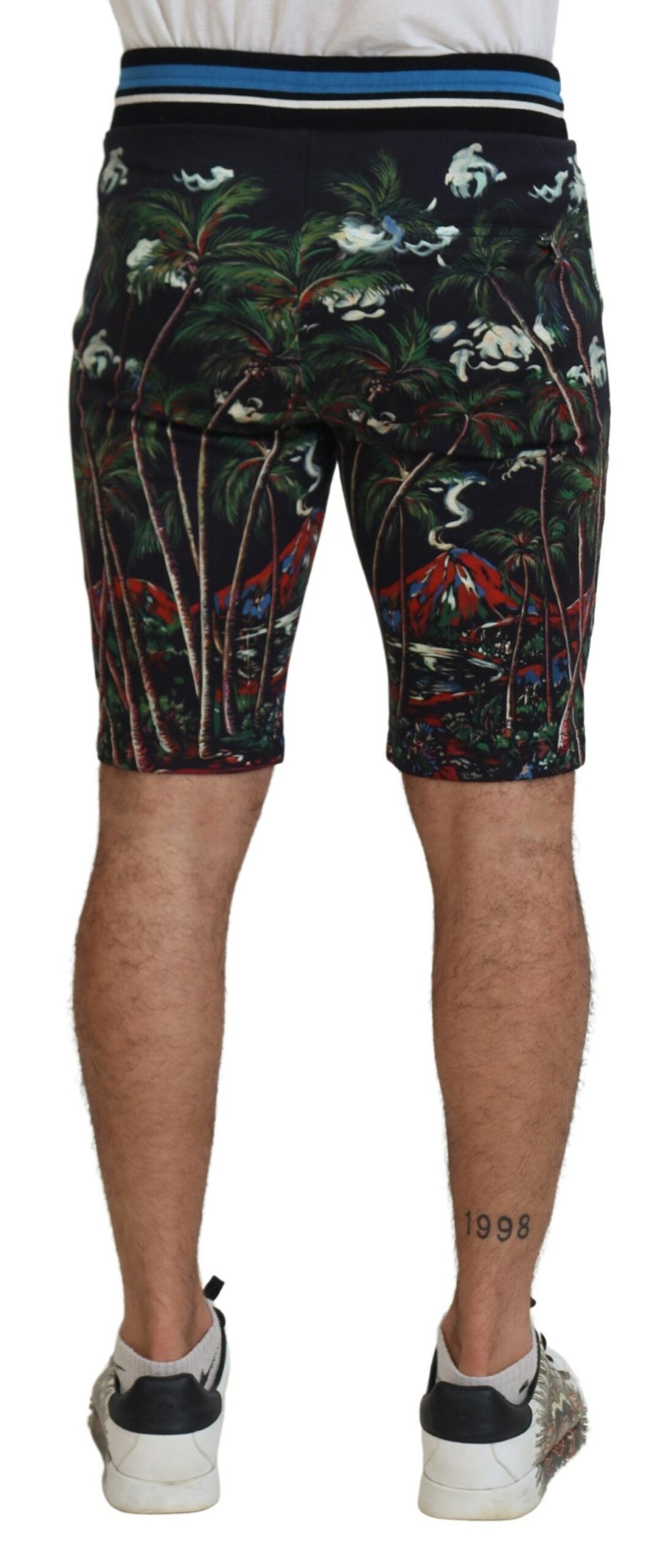 Dolce & Gabbana svarta bomullsshorts med vulkantryck