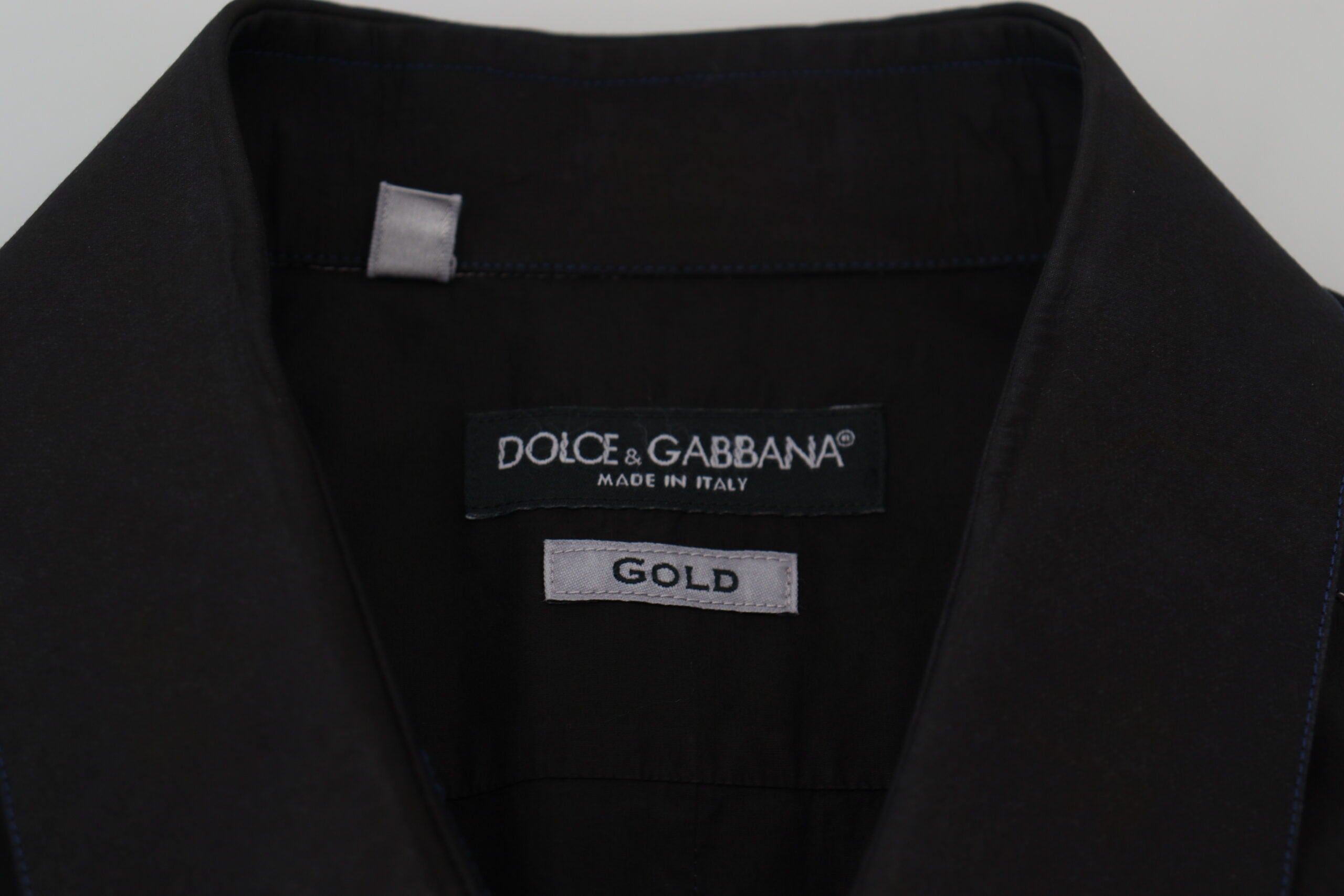 Dolce & Gabbana Svart Bomullskrage Långärmad GULDIG Skjorta