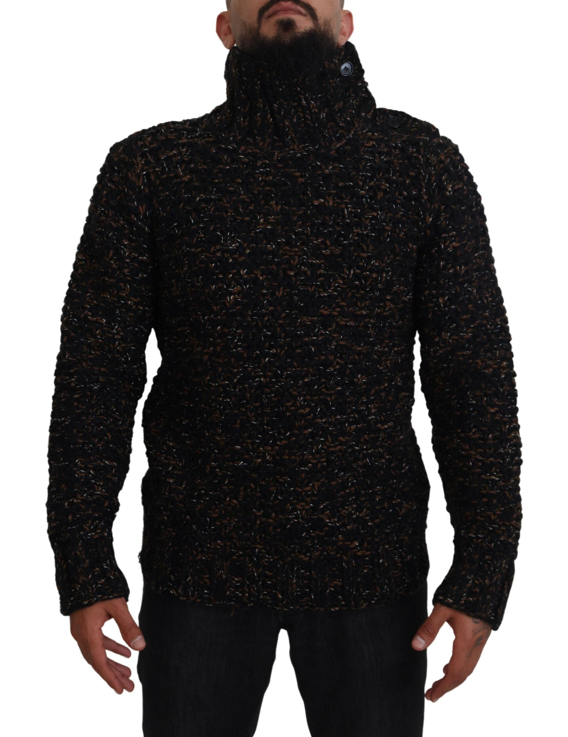 Dolce & Gabbana Brown Fatto A Mano Tröja med turtleneck